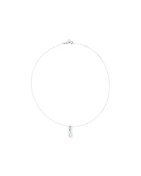 Aquamarine and Cultured Freshwater Pearl Drop Necklace in 10kt Gold