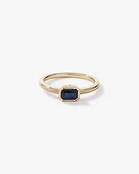 Bague sertie de lunette à lunettes émeraude en saphir australien or jaune 10 carats
