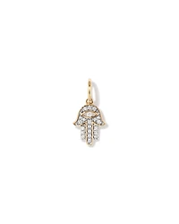 Diamond Hamsa Hand Pendant in 10kt Yellow Gold