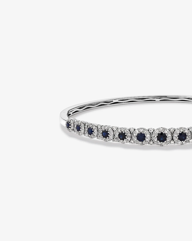 Bubble Bangle with Sapphire and 1.03 Carat TW Diamonds in 14kt White Gold