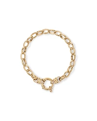 Bracelet à chaîne belcher en or jaune 10 K de 19 cm serti de diamants, largeur de 7 à 7,5 mm