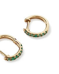 Boucles d'oreilles Huggie avec émeraude en or jaune 10 carats