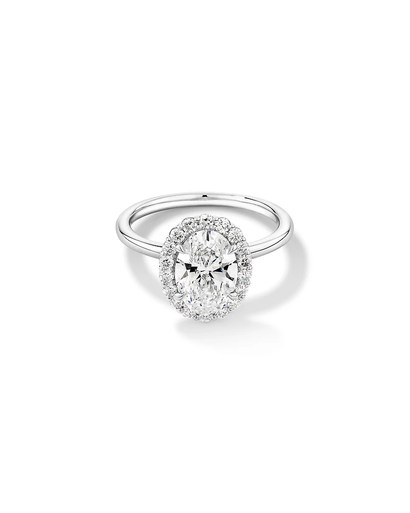 Bague de fiançailles en halo de diamants cultivés en laboratoire TW de 2,34 carats en or blanc 14 carats