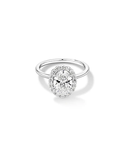 Bague de fiançailles en halo de diamants cultivés en laboratoire TW de 2,34 carats en or blanc 14 carats