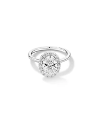 Bague de fiançailles en halo de diamants cultivés en laboratoire TW de 2,34 carats en or blanc 14 carats
