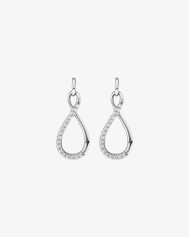 Cubic Zirconia Infinity Drop Stud Earrings in Sterling Silver