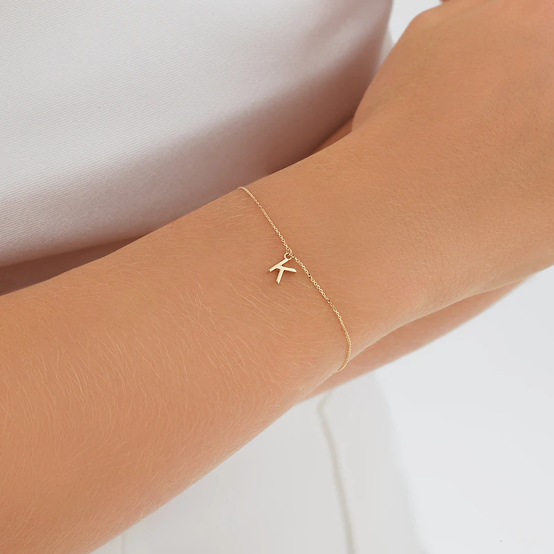 19cm (7.5") K Initial Bracelet in 10kt Yellow Gold