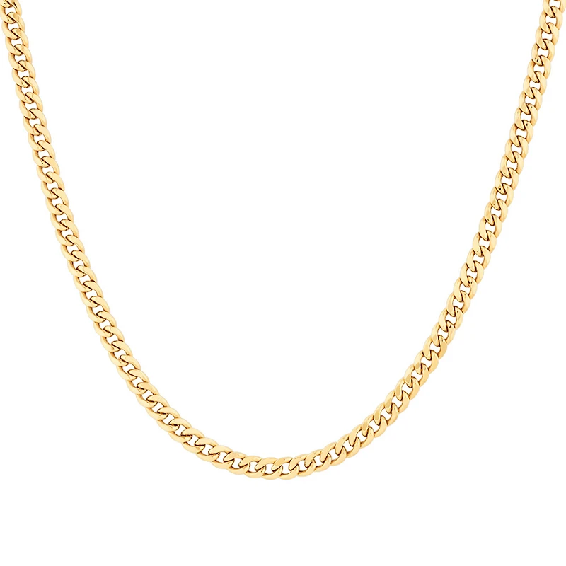 45cm (18”) 4.5mm Width Semi Solid Miami Curb Chain in 10kt Yellow Gold