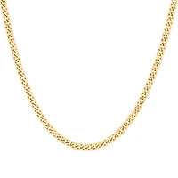 45cm (18”) 4.5mm Width Semi Solid Miami Curb Chain in 10kt Yellow Gold