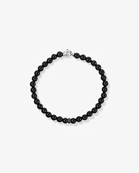 21cm Onyx Bead Bracelet with Black Diamond Rondel in Sterling Silver