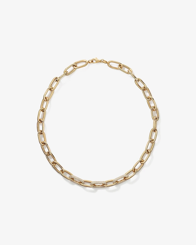 Collier Pavé Luxe Links en Vermeil 18 kt