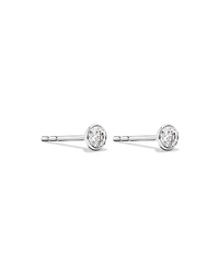 0.25 Carat TW Round Brilliant Diamond Solitaire Bezel Set Stud Earrings 18kt White Gold