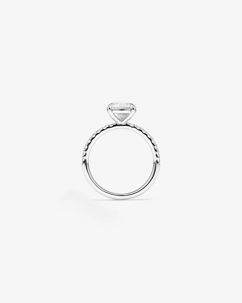 2.31 Carat TW Round Brilliant Lab-Grown Diamond Side Accent Engagement Ring in 14kt White Gold