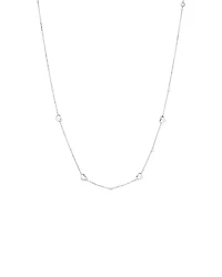 50cm Heart & Bead Station Necklace in Sterling Silver