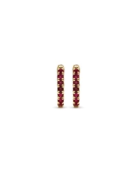 Ruby Huggie Hoop Earrings in 10kt Yellow Gold