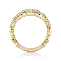 Bague à bulles à 3 rangs en or jaune 14 K avec diamants totalisant 3 ct
