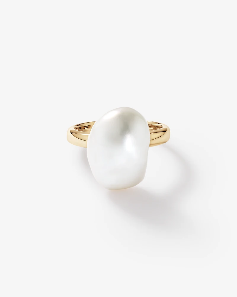 Baroque Cultured Freshwater Pearl Ring in 10kt Yellow Gold