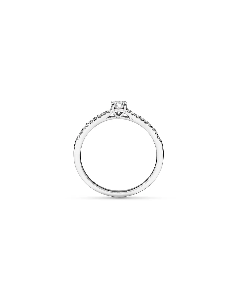 0.25 Carat TW Round Brilliant Diamond Side Accent Engagement Ring in 14kt White Gold