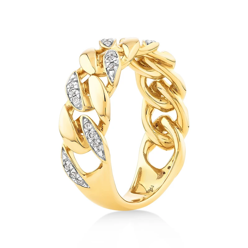 Bague à maillons en chaîne avec 0,15 carat de diamants en or jaune 10 carats