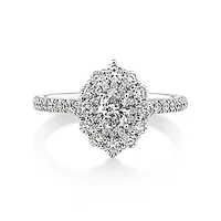Sir Michael Hill Designer Oval Engagement Ring with 0.92 Carat TW Diamonds in 18kt White Gold