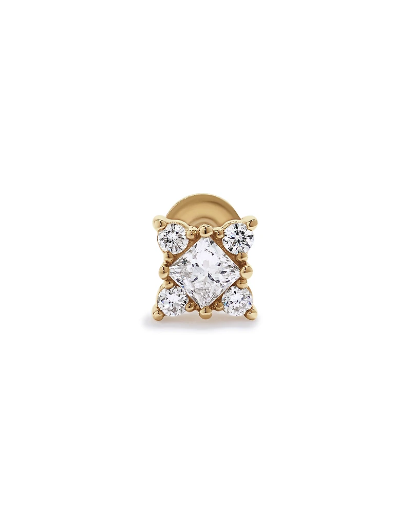 Butterfly Helix Stud Lab Diamond Princess Cut 0.11TW en or 10kt
