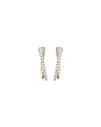 Crossover Hoop Earrings with .20 Carat TW Diamonds in Sterling Silver and 10kt Yellow gold