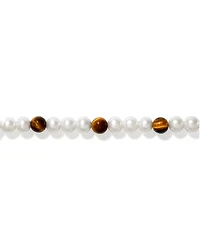Collier en perle d’eau douce cultivée et œil de tigre en argent sterling