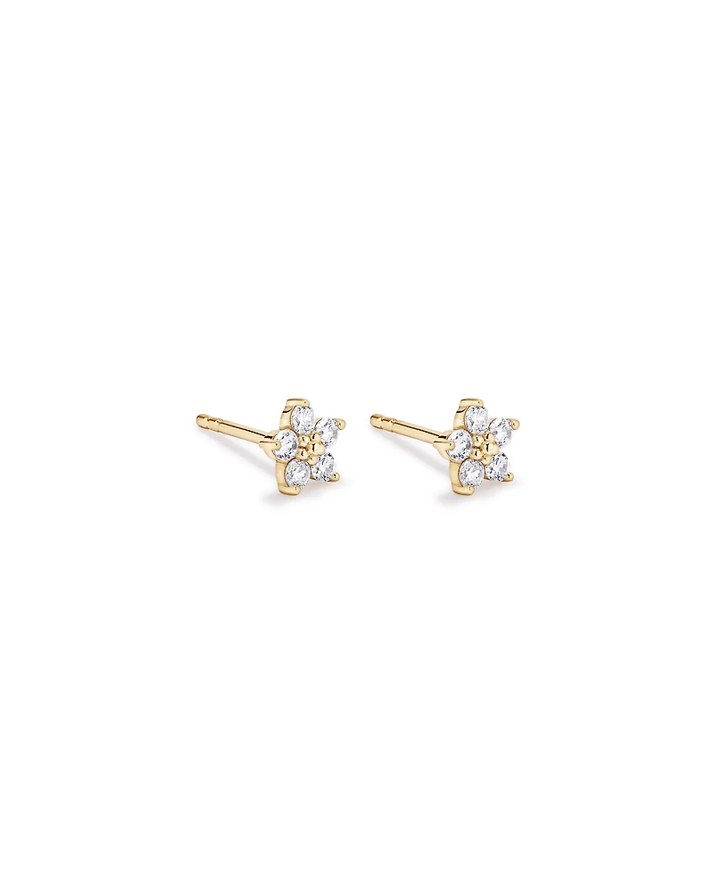 Flower Stud Earrings in 18kt Vermeil with Cubic Zirconia