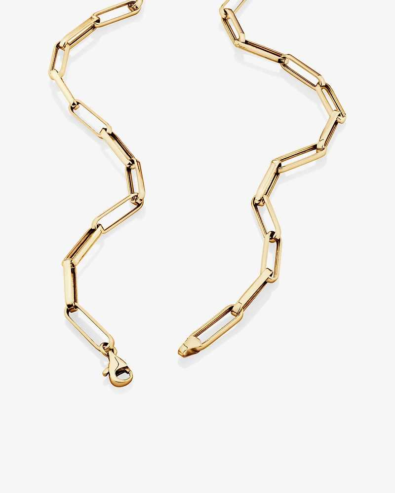 Chaîne creuse à maillons rectangulaires en or jaune 10 K de 45 cm, largeur de 4 à 4,5 mm