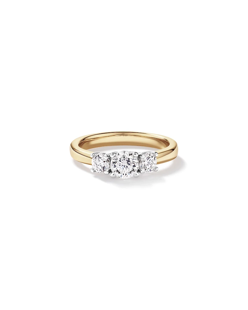 1.00 Carat TW 3 Stone Signature 101 Diamond Ring in 14kt Yellow and White Gold