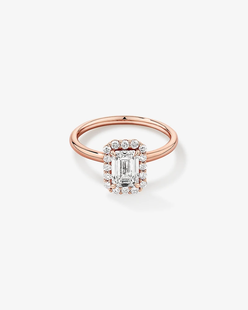 Bague de fiançailles TW de 1,46 carat en or rose 14 carats en or rose 14 carats