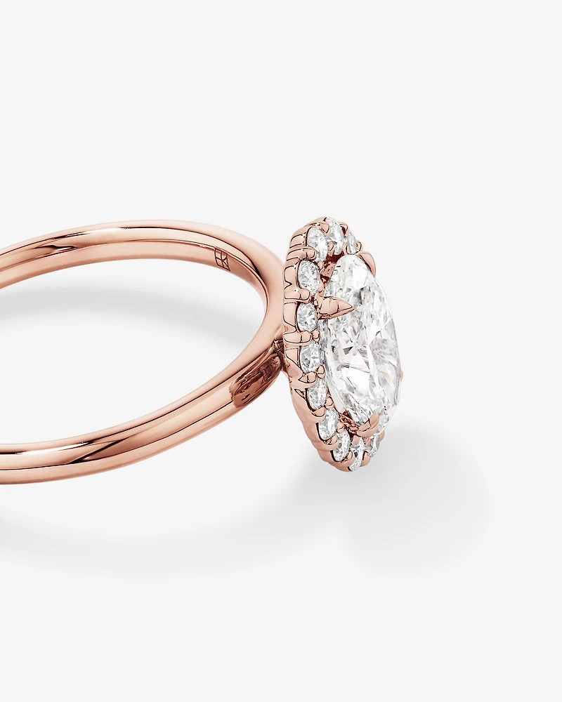 1.46 Carat TW Oval Cut Laboratory-Grown Diamond Halo Engagement Ring in 14kt Rose Gold