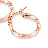 10mm Square Twist Hoop Earrings 10kt Yellow Gold