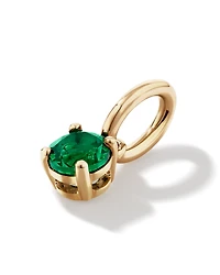 Round Created Green Emerald Birthstone Pendant in 10kt Yellow Gold