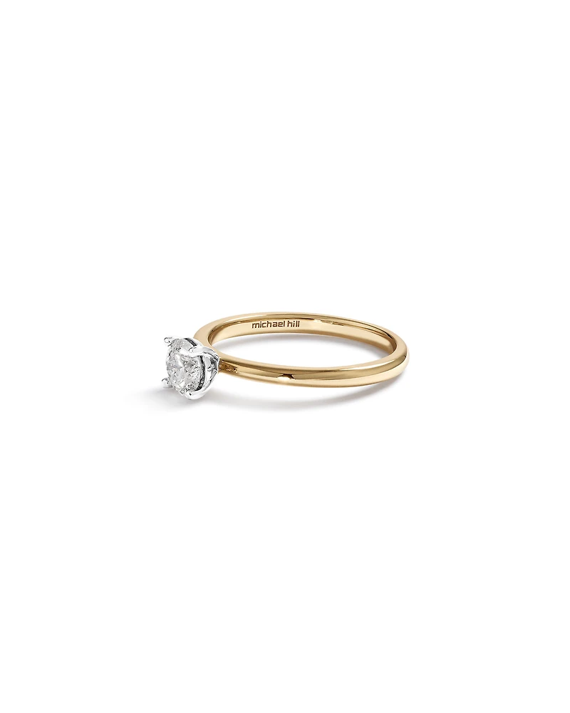 0.50 Carat TW Round Brilliant Diamond Solitaire Engagement Ring 14kt Yellow and White Gold