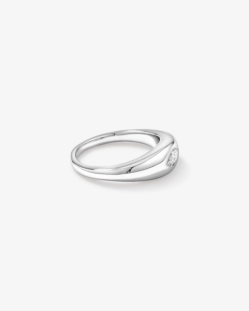 0.30 Carat TW Laboratory-Grown Marquise Diamond Dome Ring in Sterling Silver