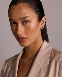 Round White Sapphire and Oval-Cut Garnet Toi Et Moi Stud Earrings in 10kt Yellow Gold