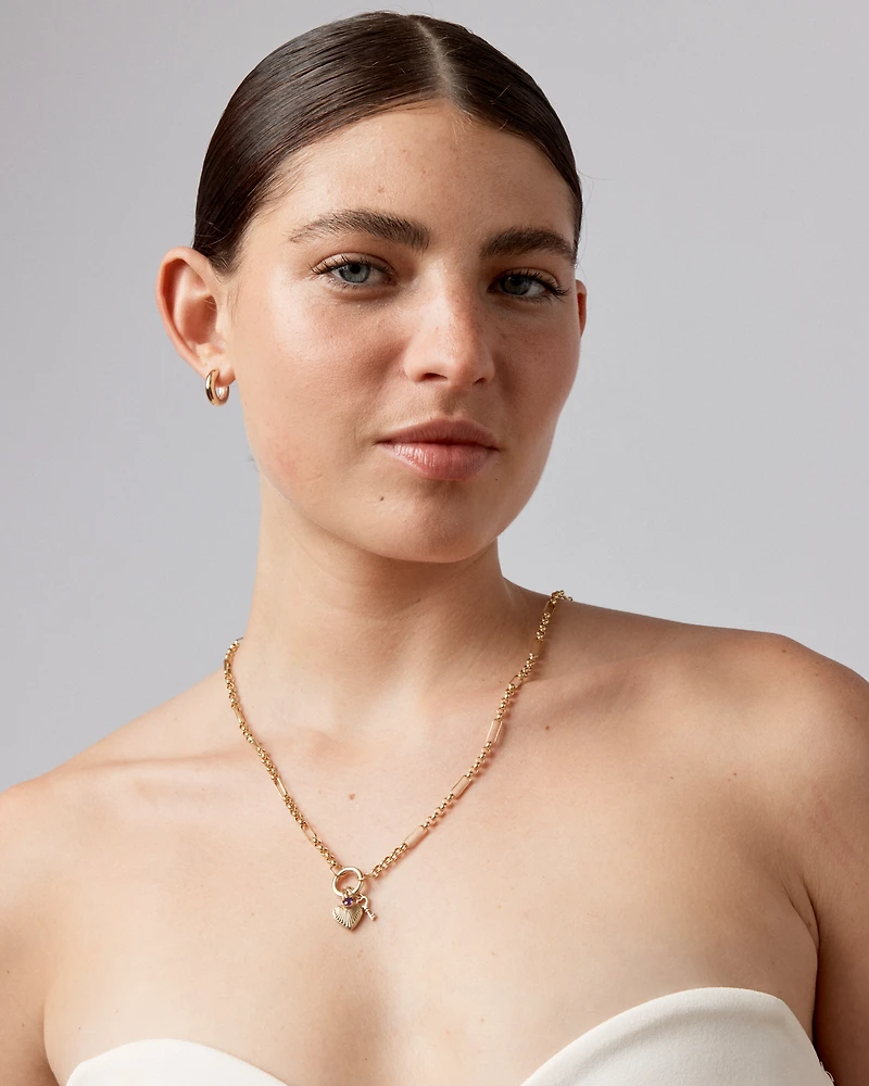 Love Heart Key Pendant in 10kt Yellow Gold