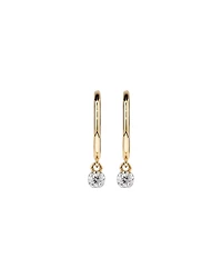 Round Brilliant Diamond Drop Sleeper Earrings in 10kt Yellow Gold