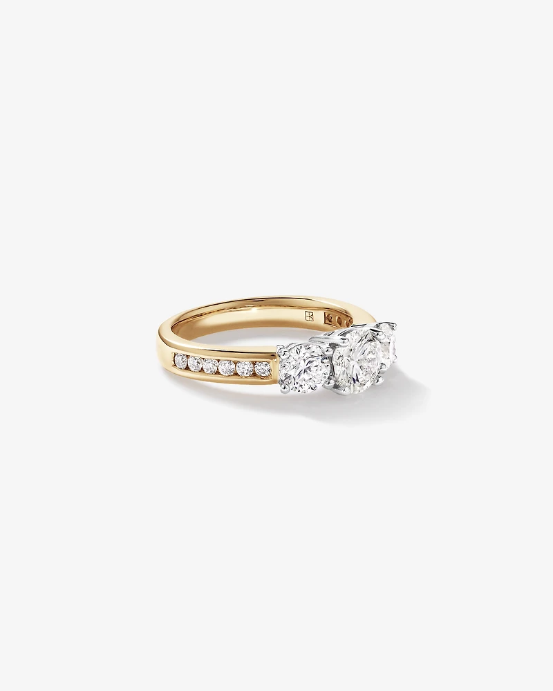 2.00 Carat TW 3 Stone Signature 101 Diamond Ring in 14kt Yellow & White Gold