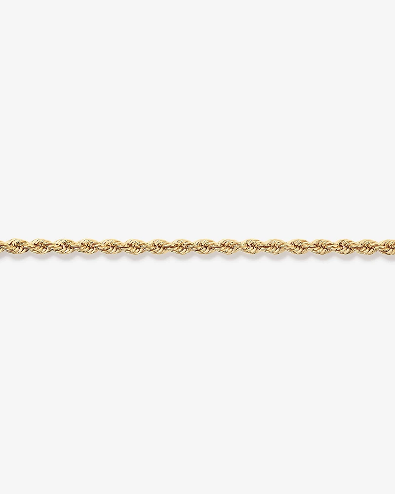 19cm (7.5") 4.4mm Width Semi-Solid Rope Bracelet in 10kt Yellow Gold