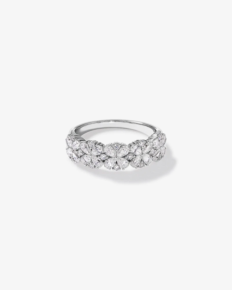 LAB. Pear and Round Brilliant Ring with 1.05 Carat TW of Laboratory-Grown Diamonds in 10kt White Gold