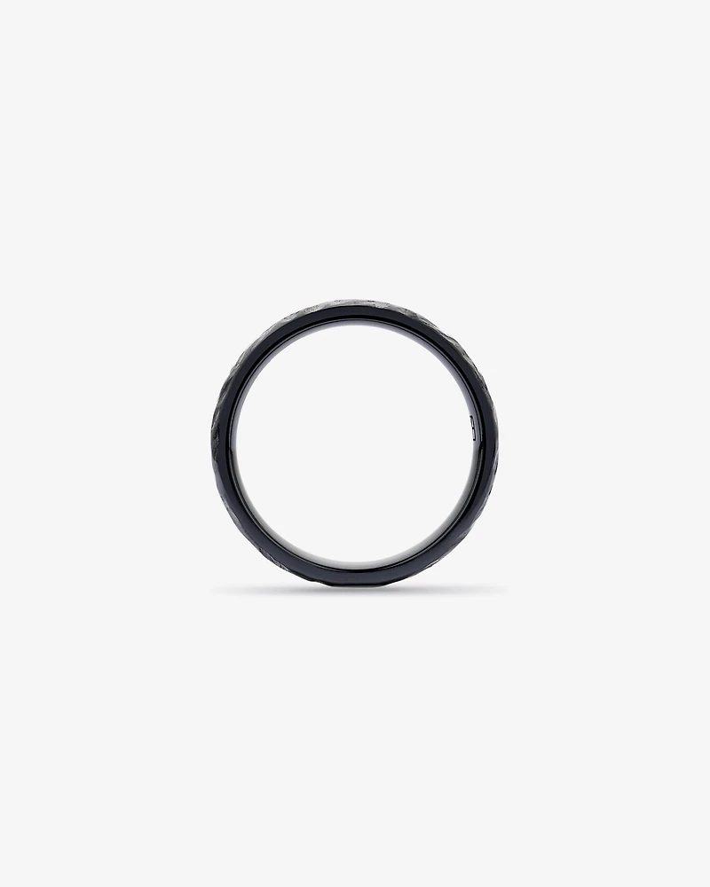 Bague de mariage à motifs de 6 mm en titane noir et or jaune 10KT