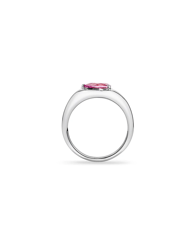 Pear Cut Blush Pink Tourmaline East-to-West Set Ring 10kt White Gold