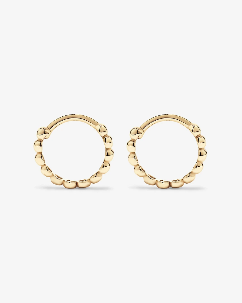 12mm Medium Beaded Huggie Earrings in 10kt Yellow Gold