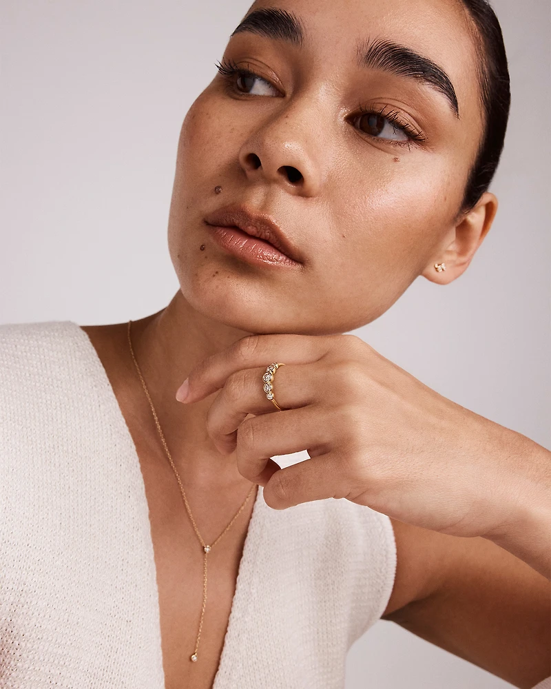 0,46 carat TW Bague ronde en diamants gradués brillants en or jaune 10 carats