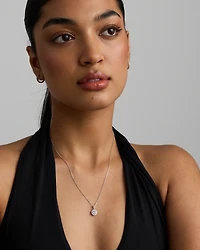 Collier Pendentif Halo en Zircon Cubique Rond Brillant en Argent Sterling