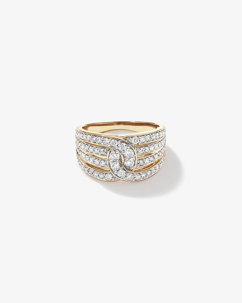 1.00 Carat TW Diamond Link Ring in 10kt White and Yellow Gold