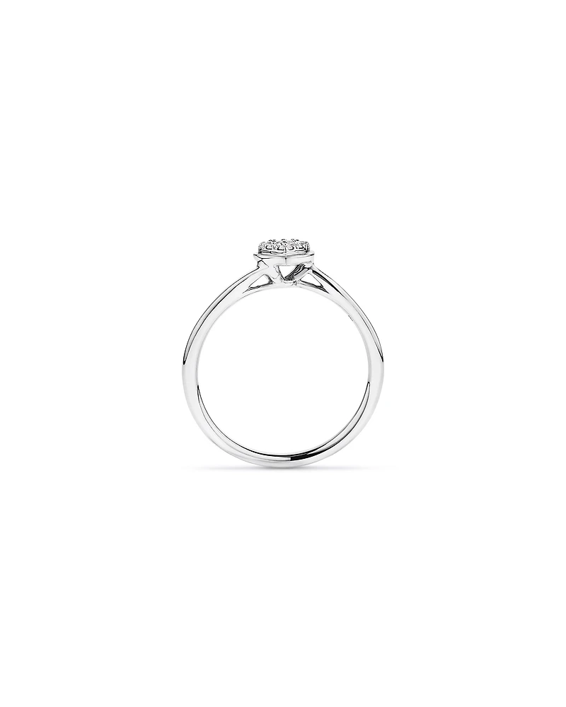 Bague de promesse en forme poire diamant 0,15 TW argent sterling