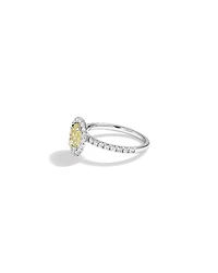 Bague de fiançailles halo en diamant jaune taillé ovale de 1,54 carat TW, en or blanc 14 kt